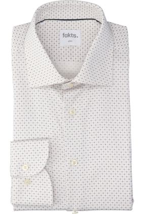 Fakts Wit katoenen hemd (slim fit) met lange mouwen in print