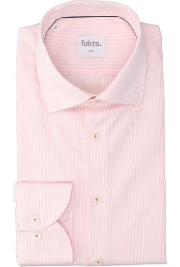 Wit katoenen hemd ( slim fit) met roze strepen en lange mouwen Fakts 