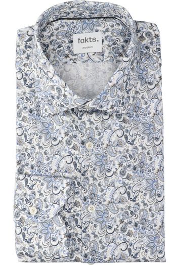 Wit katoenen hemd ( comfort fit) met details en lange mouwen Fakts 