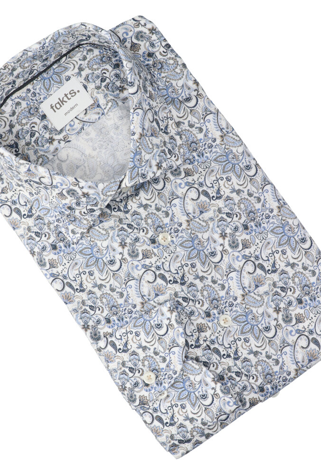 Wit katoenen hemd ( comfort fit) met details en lange mouwen Fakts