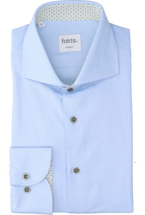 Blue light faux uni katoenen hemd ( comfort fit) met lange mouwen Fakts