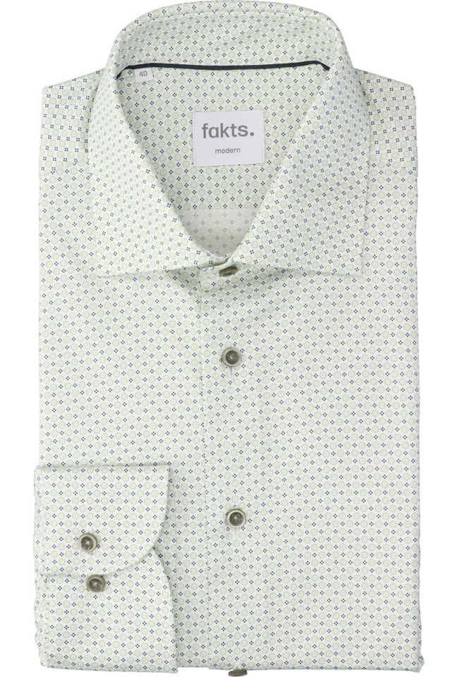 Green minimal katoenen hemd ( comfort fit) met details en lange mouwen Fakts