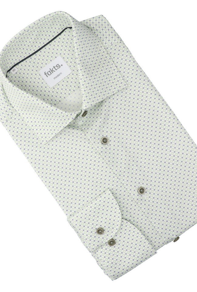 Green minimal katoenen hemd ( comfort fit) met details en lange mouwen Fakts