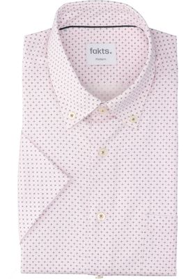 Wit en roze katoenen hemd (regular fit) met korte mouwen Busy Fakts