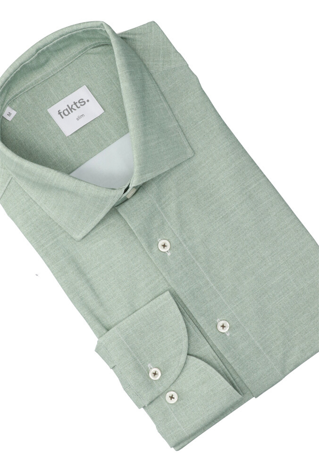 Groen hemd (slim fit) met lange mouwen Leisure Fakts