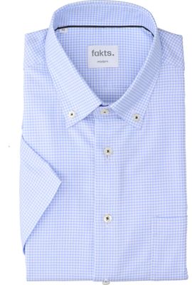 Blauw en wit geruit katoenen hemd (regular fit) met korte mouwen Busy Fakts