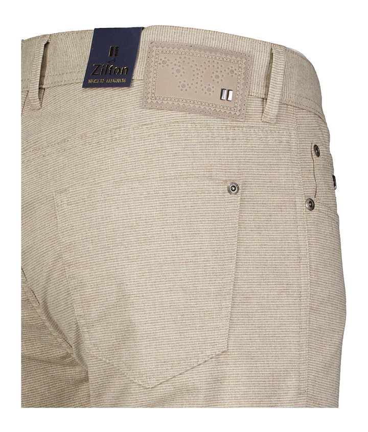 Beige broek met fijne streep regular fit Rodger Zilton