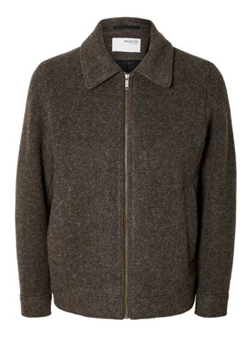 Bruine wollen vest met rits Selected 