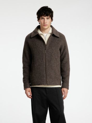 Bruine wollen vest met rits Selected 
