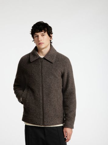 Bruine wollen vest met rits Selected 