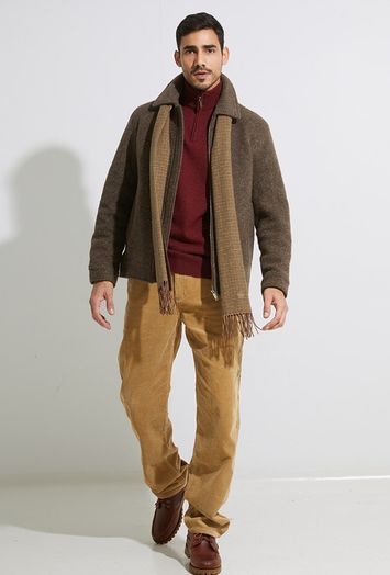 Bruine wollen vest met rits Selected 