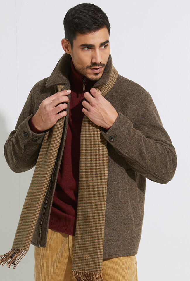 Bruine geruite wollen sjaal Selected 