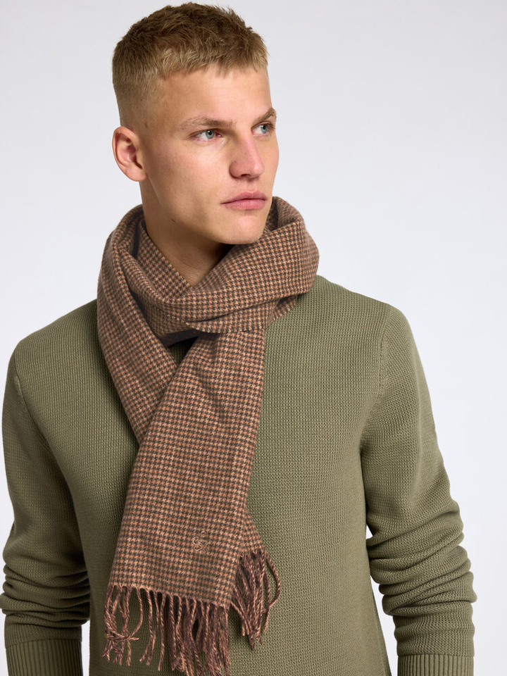 Bruine geruite wollen sjaal Selected 