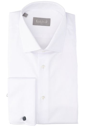 Wit katoenen hemd slim fit met lange mouwen Fakts 
