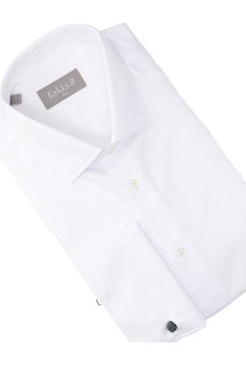 Wit katoenen hemd slim fit met lange mouwen Fakts 
