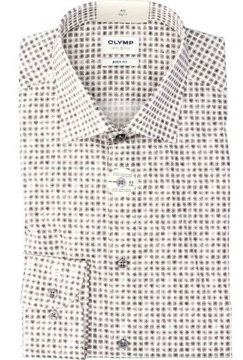 Wit katoenen hemd (regular fit) met print en lange mouwen Ela Olymp 