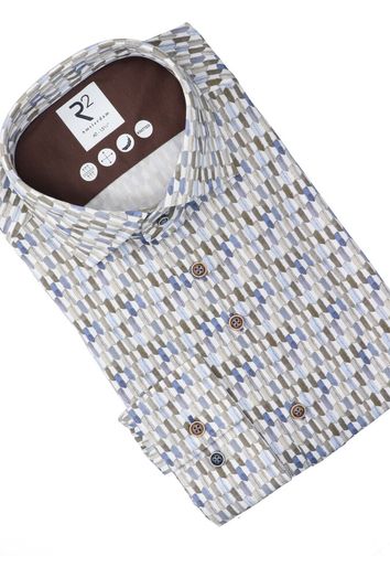Wit katoenen hemd ( slim fit) met details en lange mouwen R2