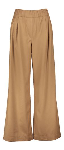 Camel kleurige wijdvallende broek met elastiek Benji Pants By-Bar 