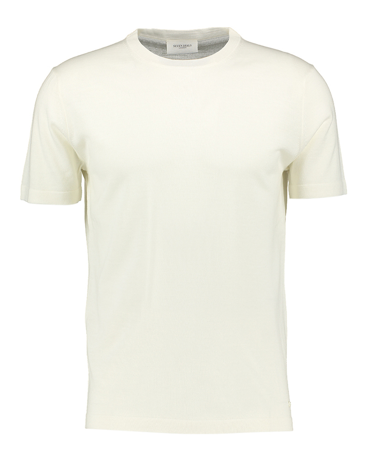 Ecru merino wollen t-shirt met ronde hals en korte mouwen Seven Dials