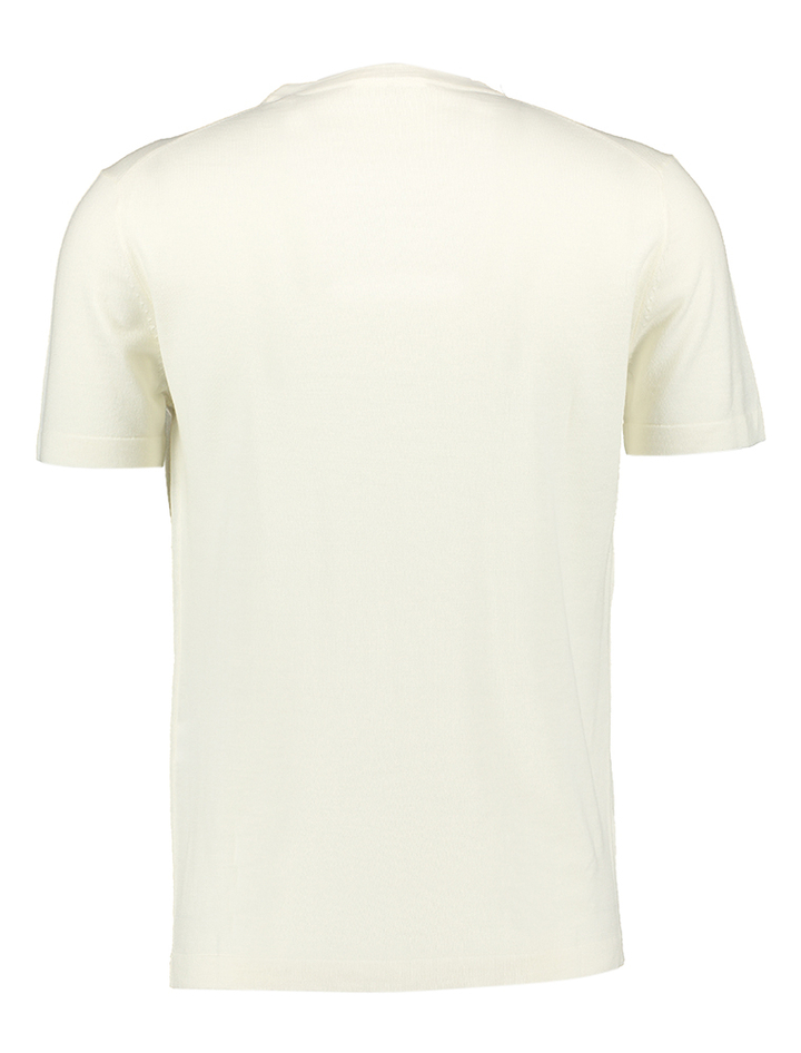 Ecru merino wollen t-shirt met ronde hals en korte mouwen Seven Dials