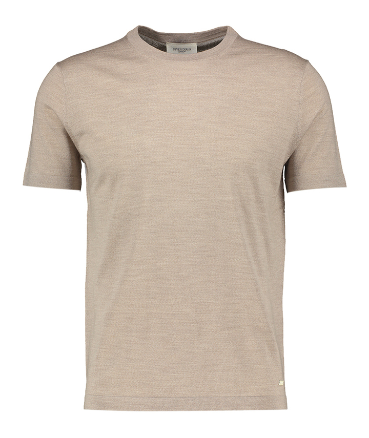 Beige merino wollen t-shirt met korte mouwen Seven Dials