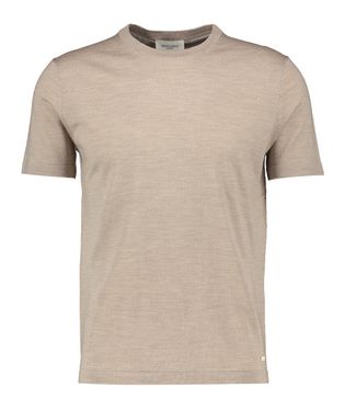 Seven Dials Beige merino wollen t-shirt met korte mouwen