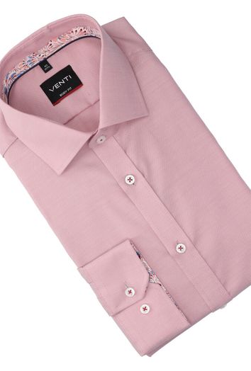Roze katoenen hemd (regular fit) met lange mouwen Venti 