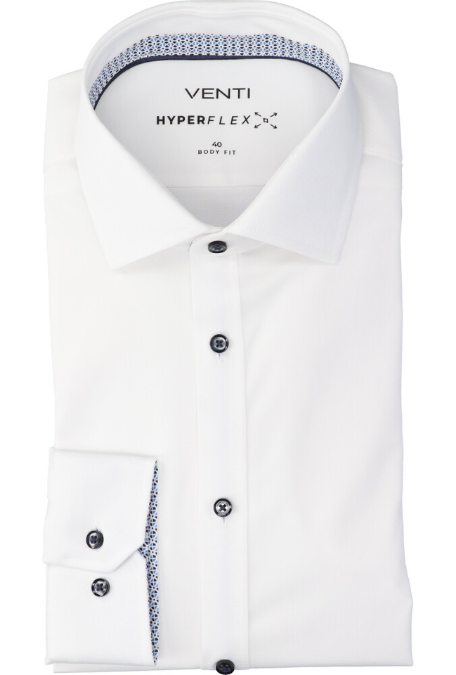Wit hyperflex katoenen hemd (comfort fit) met lange mouwen Venti