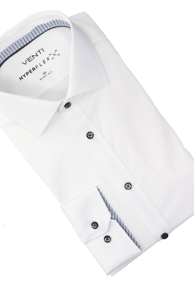 Wit hyperflex katoenen hemd (comfort fit) met lange mouwen Venti