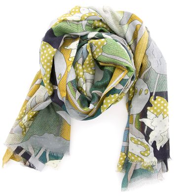 Groene sjaal met bloemenprint Scarf
