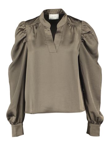 Grijze bloes in satijnlook Rosslyn Neo Noir