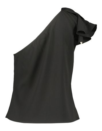 Zwarte one shoulder top met bloem Kelina Neo Noir 