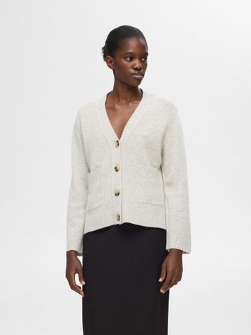 Grijze wollen cardigan Selected