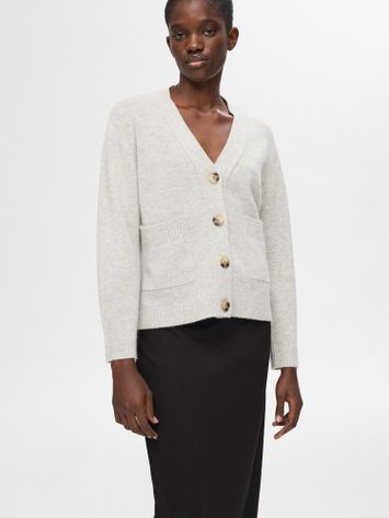 Grijze wollen cardigan Selected