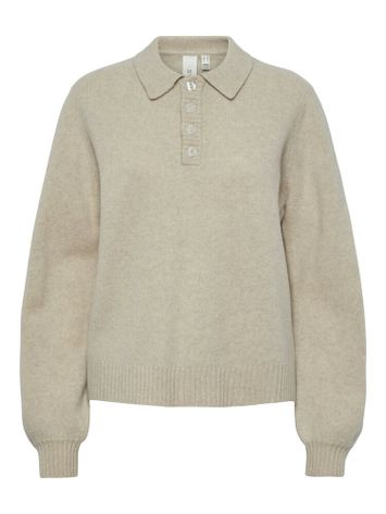 Beige wollen trui met kraag Y.A.S