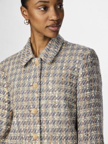 Multicolor vest met zilverdraad in bouclé Yassiraz Y.A.S
