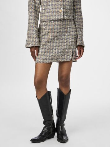 Multicolor rok met zilverdraad in bouclé Yassiraz Y.A.S