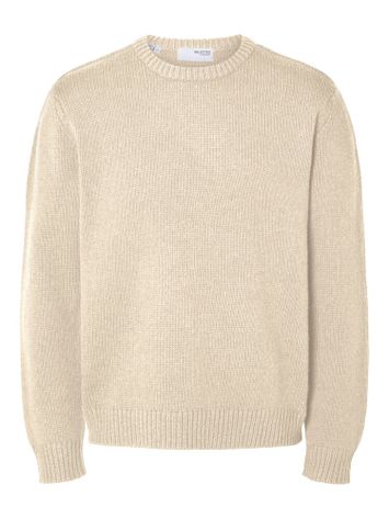 Beige wollen gebreide trui Selected