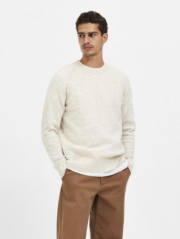 Beige trui met alpaca wol Selected