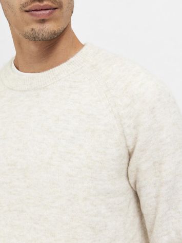 Beige trui met alpaca wol Selected