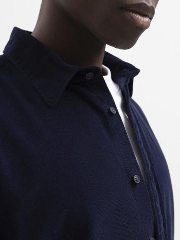 Donkerblauw ribfluwelen hemd Selected
