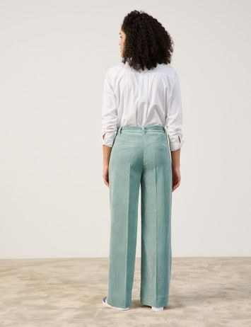 Muntgroene ribfluwelen wijdvallende broek Hazy Mint Gerry Weber