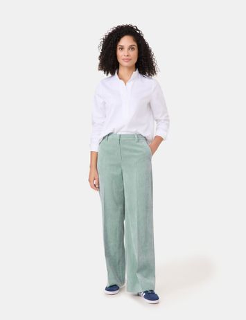 Muntgroene ribfluwelen wijdvallende broek Hazy Mint Gerry Weber