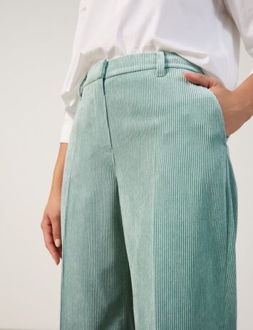 Muntgroene ribfluwelen wijdvallende broek Hazy Mint Gerry Weber