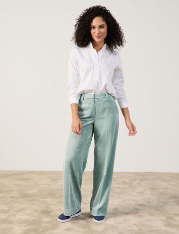 Muntgroene ribfluwelen wijdvallende broek Hazy Mint Gerry Weber