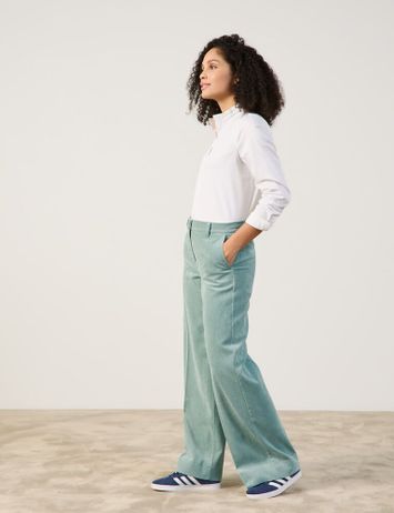 Muntgroene ribfluwelen wijdvallende broek Hazy Mint Gerry Weber