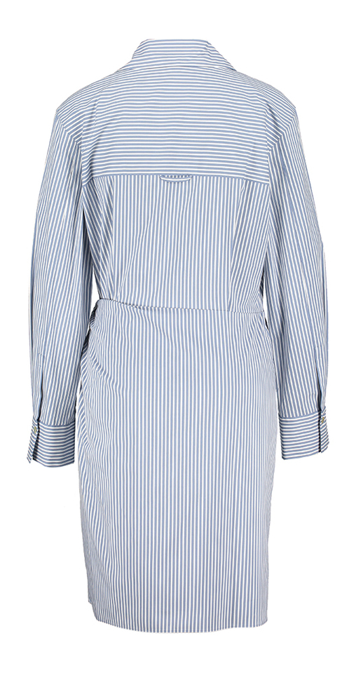 Blauw en wit gestreepte jurk met strikdetail Vince