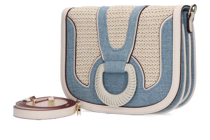 Beige/off white handtas met jeans Laurent David 