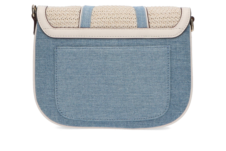 Beige/off white handtas met jeans Laurent David 