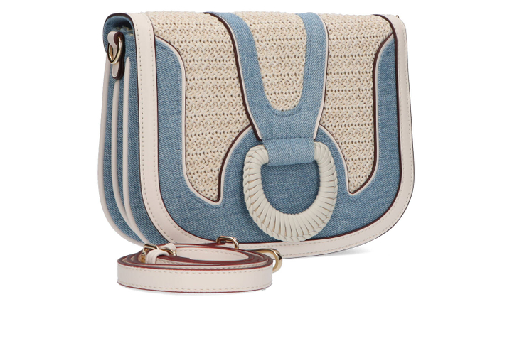 Beige/off white handtas met jeans Laurent David 